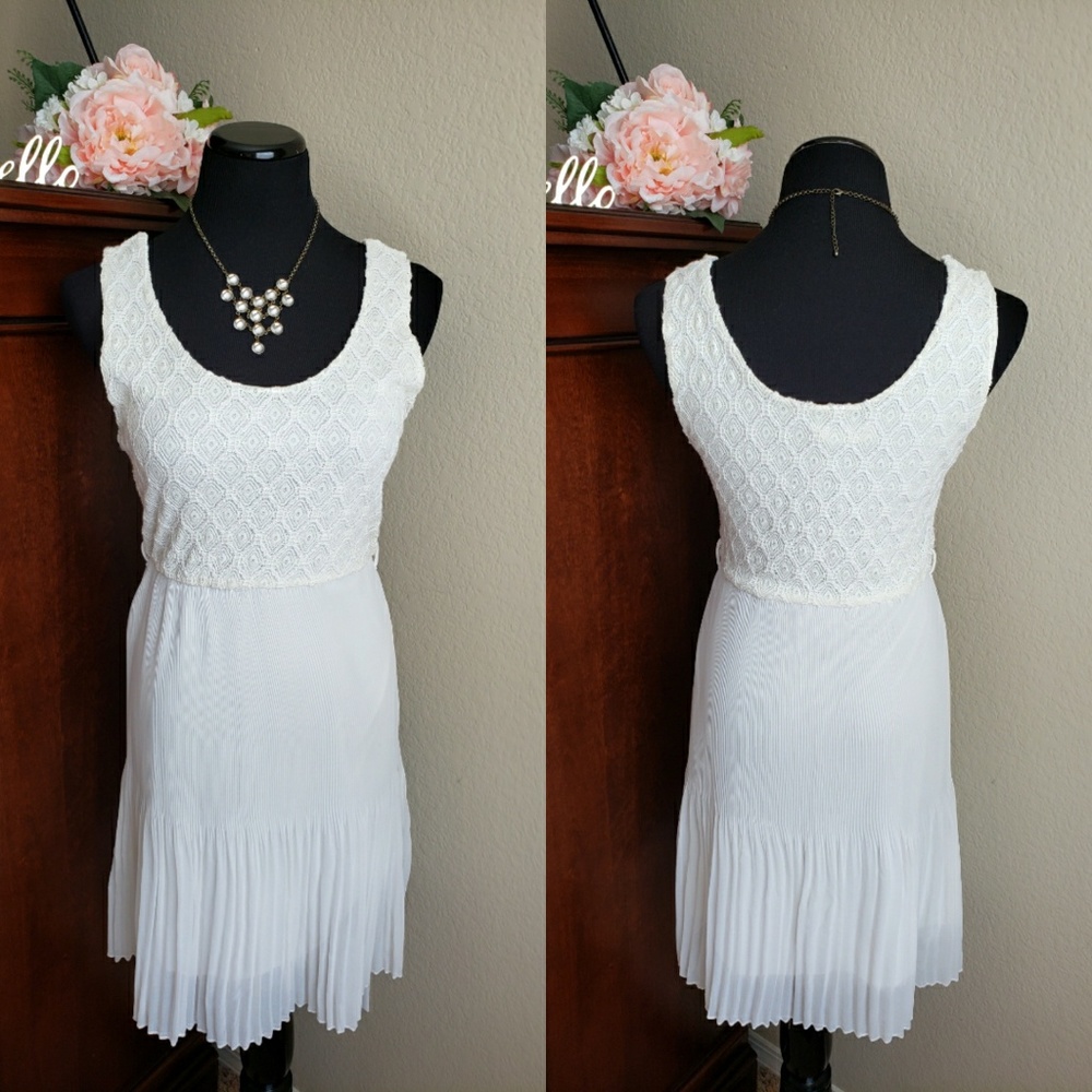 Pleated Cresm Dress